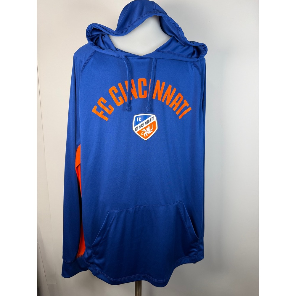MLS FC Cincinnati Mens Blue Orange Performance Hoodie Soccer Shirt Large FCC341